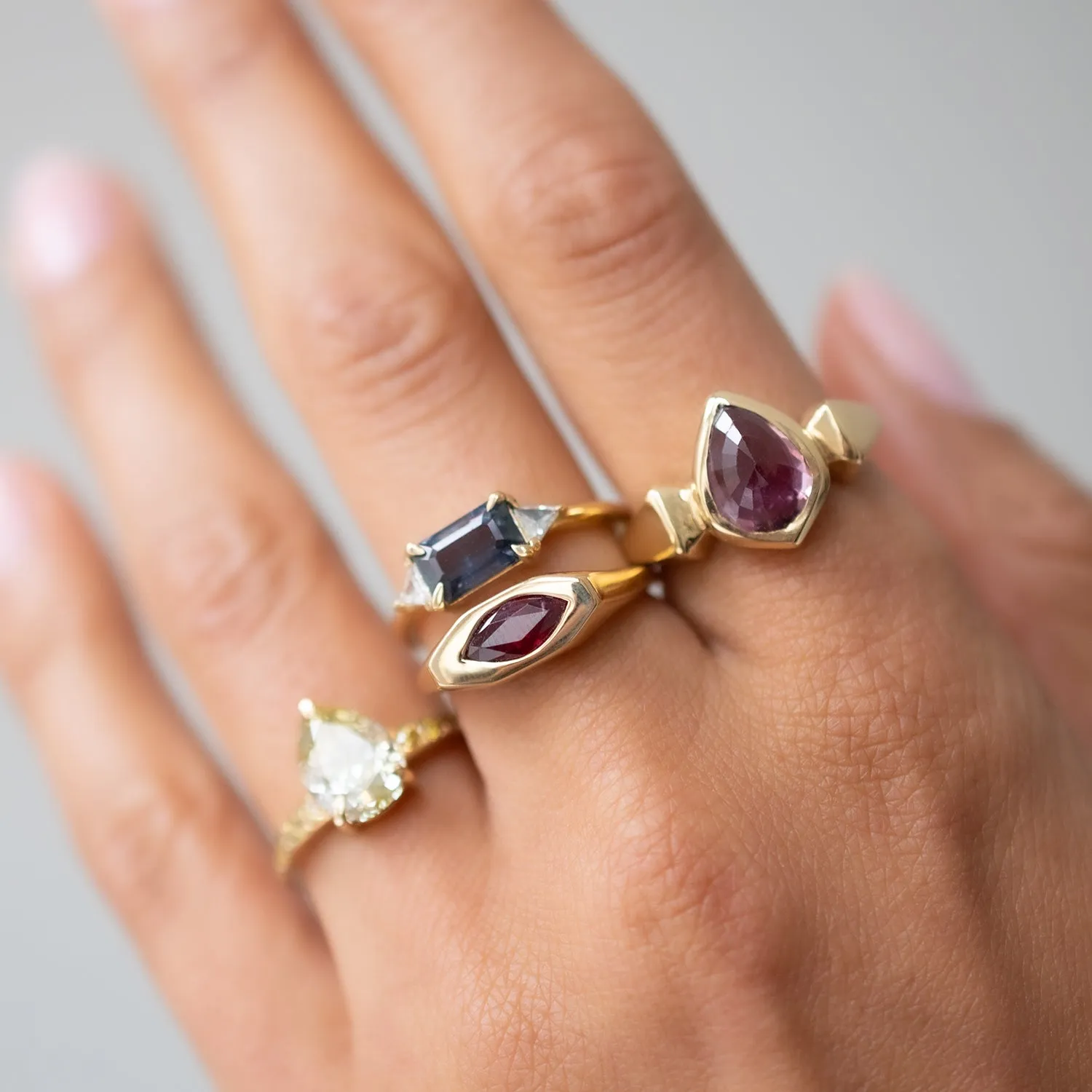 Violet Sapphire Lighthouse Ring