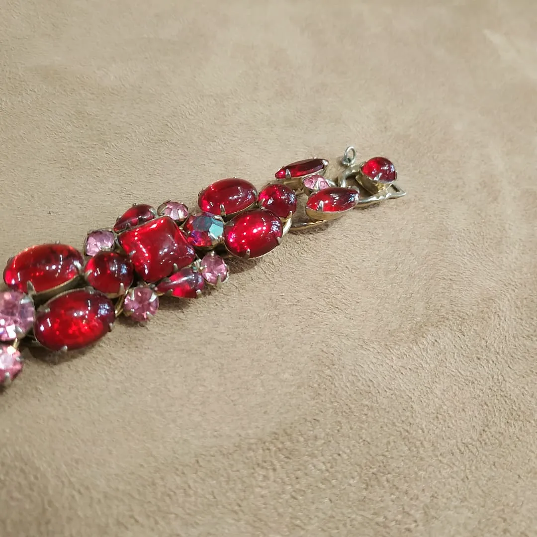 Weiss Red Vintage Glass Bracelet