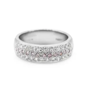 White & Pink Brilliant Cut Diamond Band Ring - Platinum