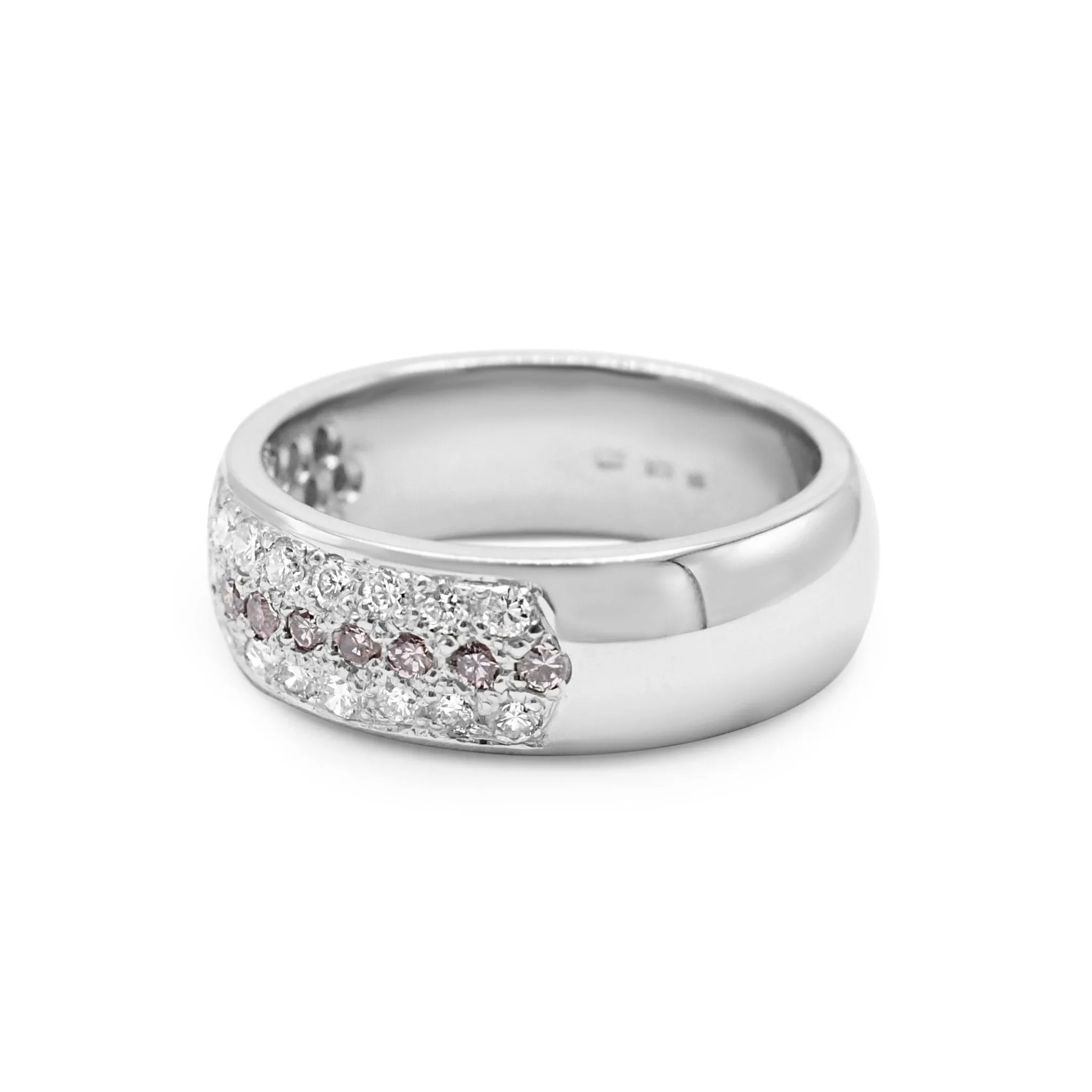 White & Pink Brilliant Cut Diamond Band Ring - Platinum