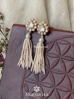 White Color Gold Plated Jadau Kundan Earrings - ME900B