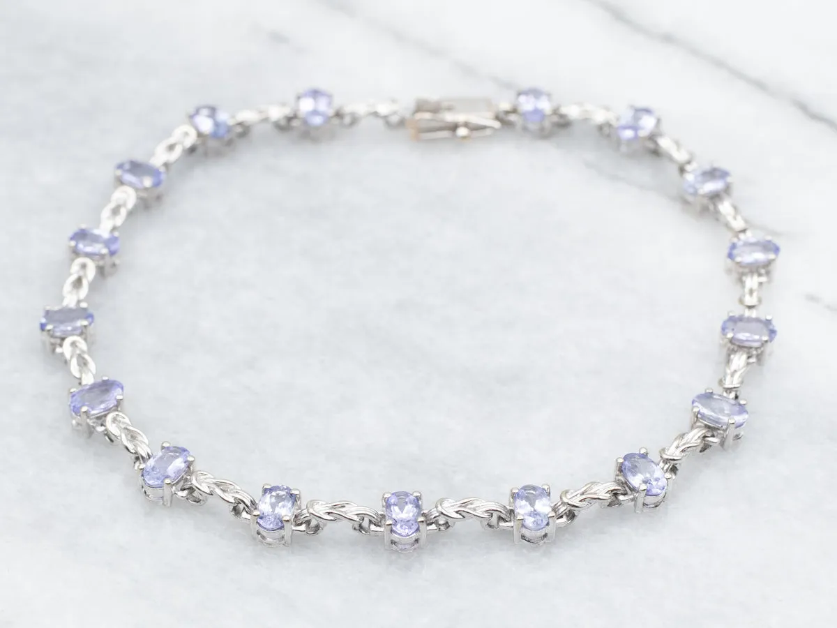 White Gold Tanzanite and Knot Link Bracelet