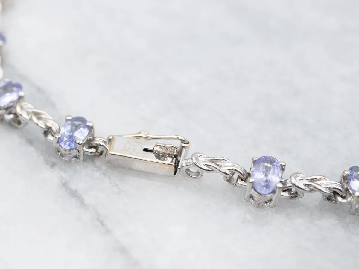 White Gold Tanzanite and Knot Link Bracelet