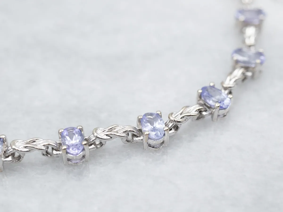 White Gold Tanzanite and Knot Link Bracelet