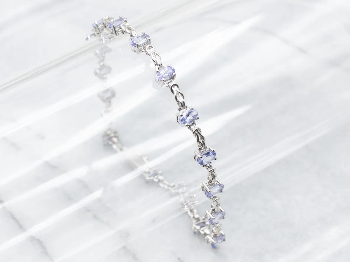 White Gold Tanzanite and Knot Link Bracelet