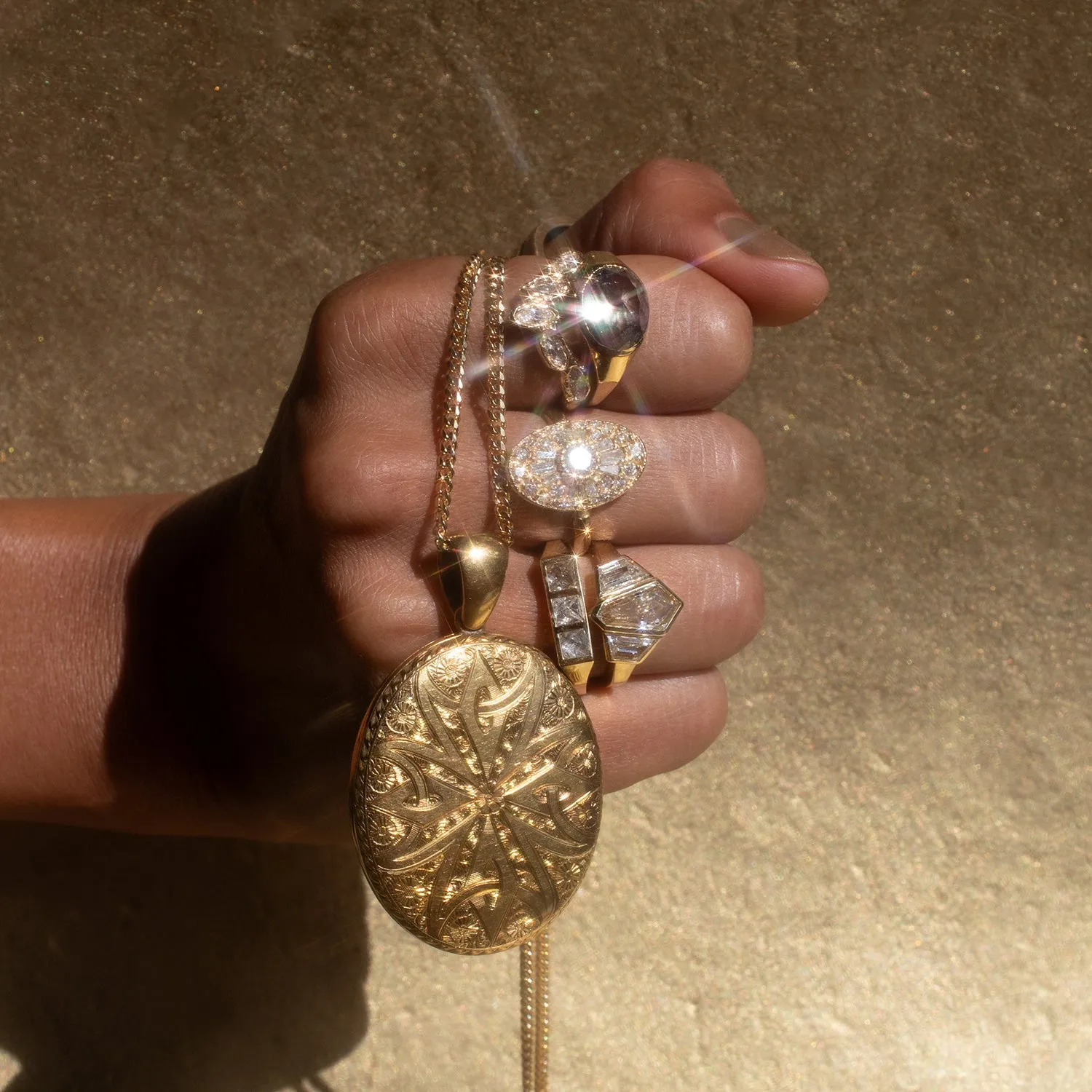 White Pyramid Guardian Bar Ring