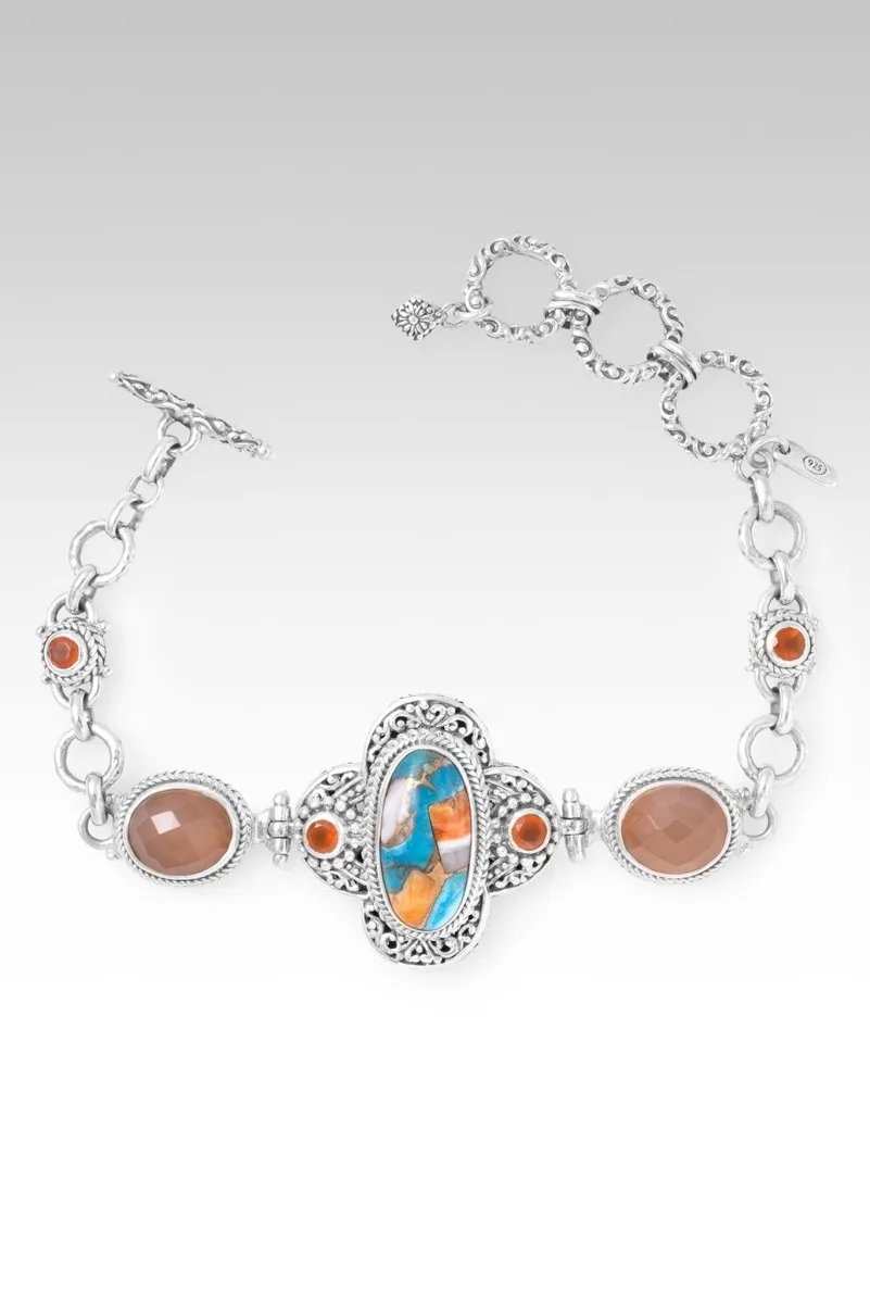 Wisdom in Surrender Bracelet? in Kingman Turquoise Spiny Oyster, Orange Moonstone & Carnelian
