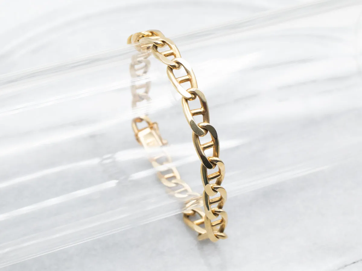Yellow Gold Mariner Link Bracelet with Box Clasp