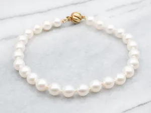 Yellow Gold Pearl Beaded Bracelet