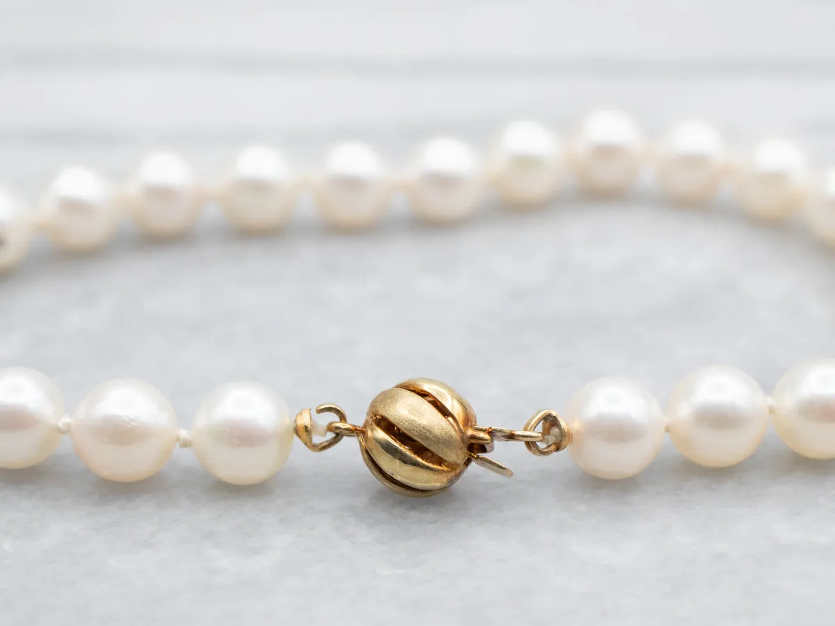 Yellow Gold Pearl Beaded Bracelet