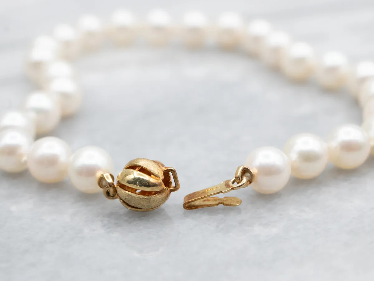 Yellow Gold Pearl Beaded Bracelet