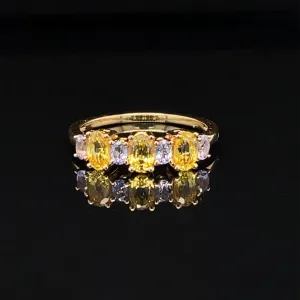 Yellow Sapphire & Tanzanite 1.40ctw Anniversary Wedding Ring in 18k Yellow Gold - #440 - RGMIX019288