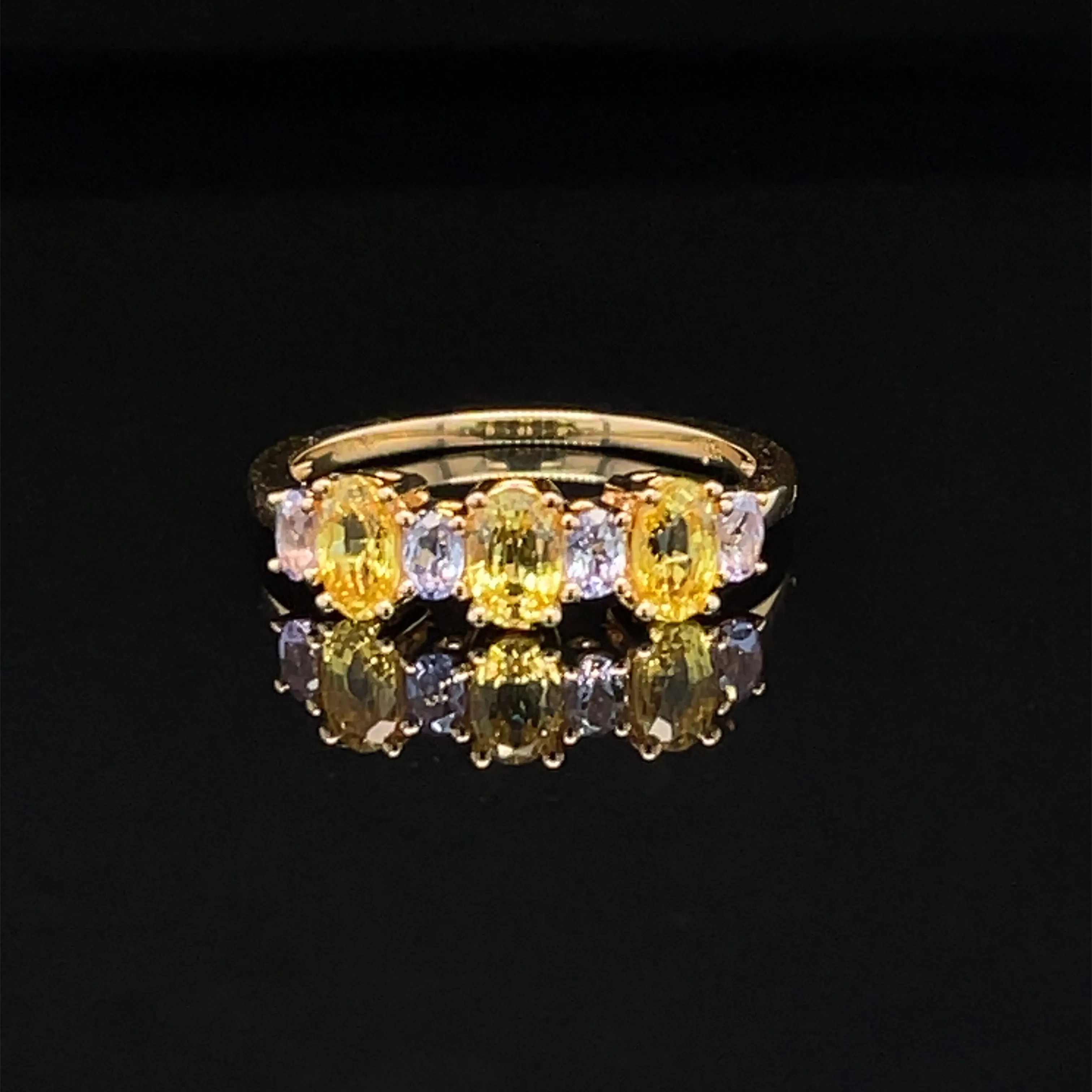 Yellow Sapphire & Tanzanite 1.40ctw Anniversary Wedding Ring in 18k Yellow Gold - #440 - RGMIX019288